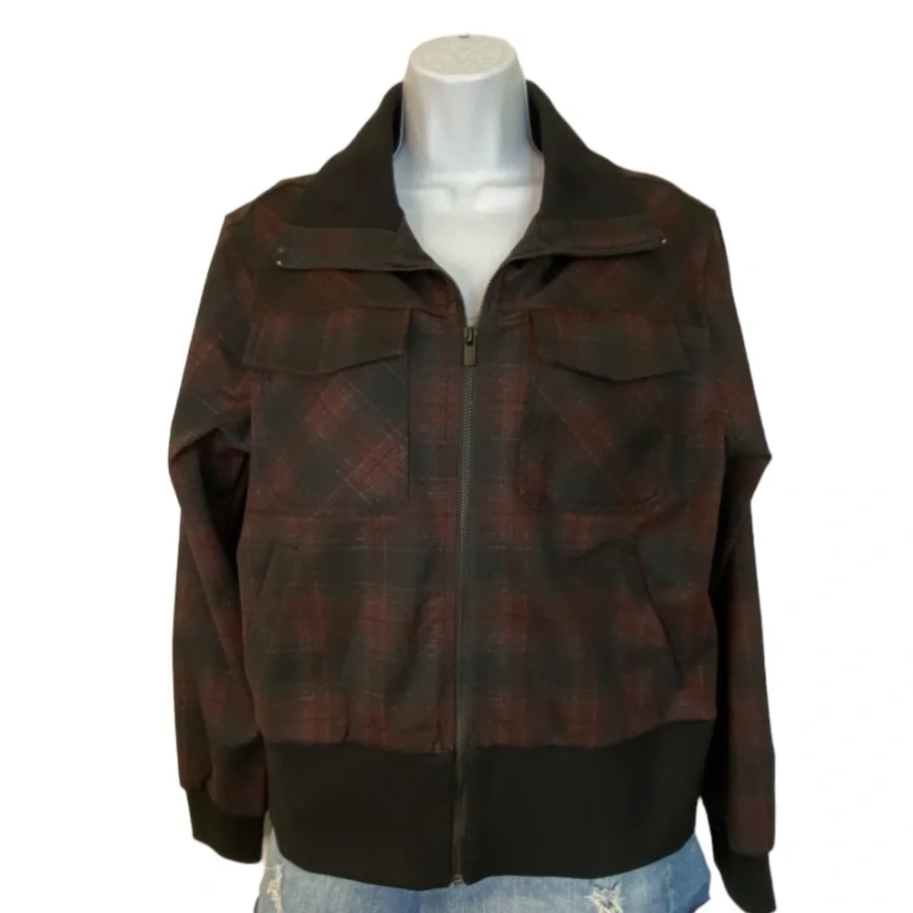 Liverpool Red & Black Plaid Bomber Jacket